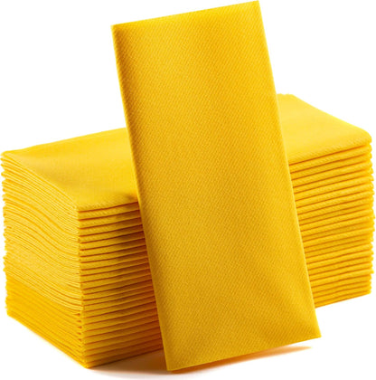Yellow Paper Napkins | Linen Feel Guest Disposable Cloth Like Dinner Napkins | Hand Towels | Soft, Absorbent, Paper Hand Napkins for Kitchen, Bathroom, Parties, Weddings, Dinners Or Events | 50 Pack