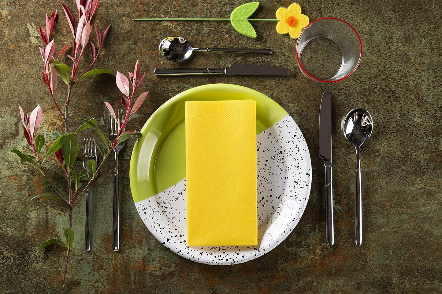 Yellow Paper Napkins | Linen Feel Guest Disposable Cloth Like Dinner Napkins | Hand Towels | Soft, Absorbent, Paper Hand Napkins for Kitchen, Bathroom, Parties, Weddings, Dinners Or Events | 50 Pack