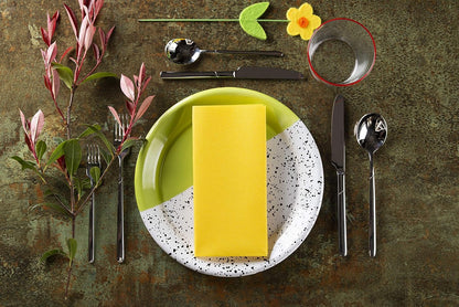 Yellow Paper Napkins | Linen Feel Guest Disposable Cloth Like Dinner Napkins | Hand Towels | Soft, Absorbent, Paper Hand Napkins for Kitchen, Bathroom, Parties, Weddings, Dinners Or Events | 50 Pack