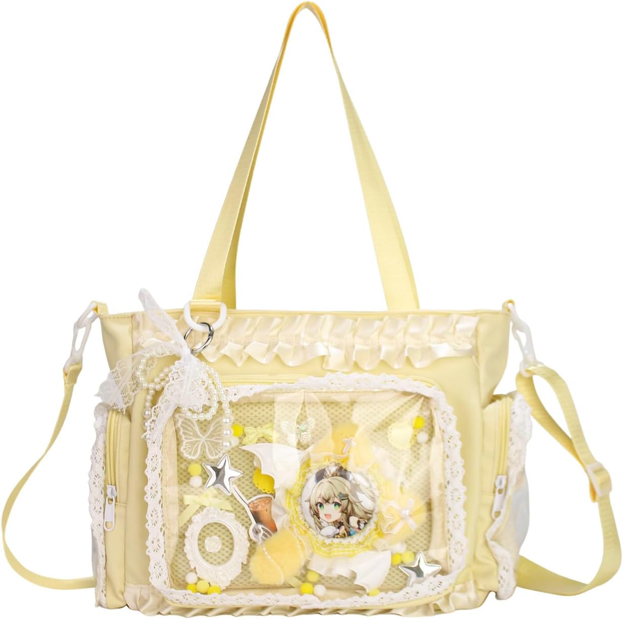 ita crossbody Tote Bag,Kawaii Pin Display Messenger Bag with Insert and Accessories,Japanese Anime Aesthetic Purse