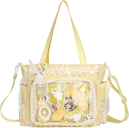 ita crossbody Tote Bag,Kawaii Pin Display Messenger Bag with Insert and Accessories,Japanese Anime Aesthetic Purse