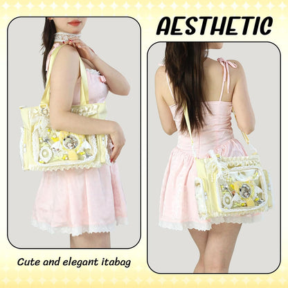 ita crossbody Tote Bag,Kawaii Pin Display Messenger Bag with Insert and Accessories,Japanese Anime Aesthetic Purse