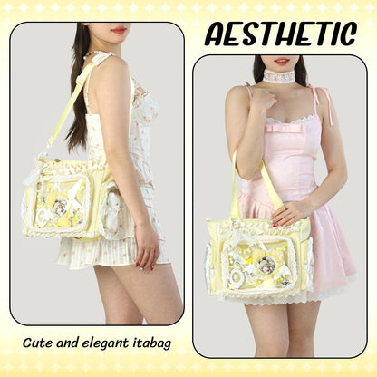 ita crossbody Tote Bag,Kawaii Pin Display Messenger Bag with Insert and Accessories,Japanese Anime Aesthetic Purse