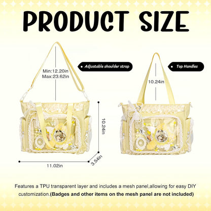 ita crossbody Tote Bag,Kawaii Pin Display Messenger Bag with Insert and Accessories,Japanese Anime Aesthetic Purse