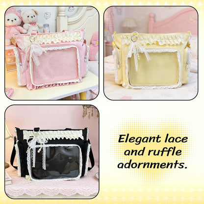 ita crossbody Tote Bag,Kawaii Pin Display Messenger Bag with Insert and Accessories,Japanese Anime Aesthetic Purse