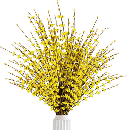 10 Pcs 29.5’’ Long Artificial Jasmine Flowers Tall Fake Flower Bouquet Faux Jasmine Plants Dry Branches for Wedding Home Party Office Hotel Restaurant Kitchen Decoration（Yellow）