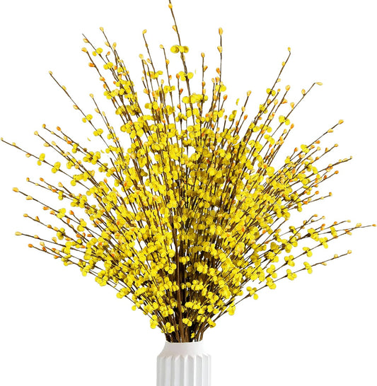 10 Pcs 29.5’’ Long Artificial Jasmine Flowers Tall Fake Flower Bouquet Faux Jasmine Plants Dry Branches for Wedding Home Party Office Hotel Restaurant Kitchen Decoration（Yellow）