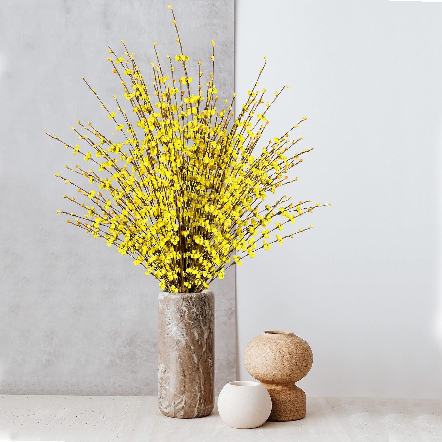 10 Pcs 29.5’’ Long Artificial Jasmine Flowers Tall Fake Flower Bouquet Faux Jasmine Plants Dry Branches for Wedding Home Party Office Hotel Restaurant Kitchen Decoration（Yellow）