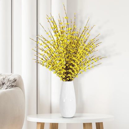10 Pcs 29.5’’ Long Artificial Jasmine Flowers Tall Fake Flower Bouquet Faux Jasmine Plants Dry Branches for Wedding Home Party Office Hotel Restaurant Kitchen Decoration（Yellow）