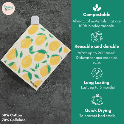 Reusable Paper Towels with Hanging Clips, Large, 6 Pack | Swedish Dishcloths for Kitchen, Non-Scratch, No Odor, Biodegradable Reusable Paper Towel