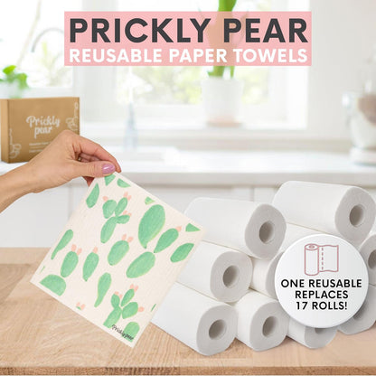Reusable Paper Towels with Hanging Clips, Large, 6 Pack | Swedish Dishcloths for Kitchen, Non-Scratch, No Odor, Biodegradable Reusable Paper Towel