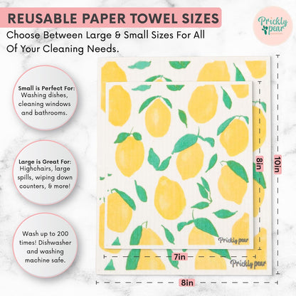 Reusable Paper Towels with Hanging Clips, Large, 6 Pack | Swedish Dishcloths for Kitchen, Non-Scratch, No Odor, Biodegradable Reusable Paper Towel