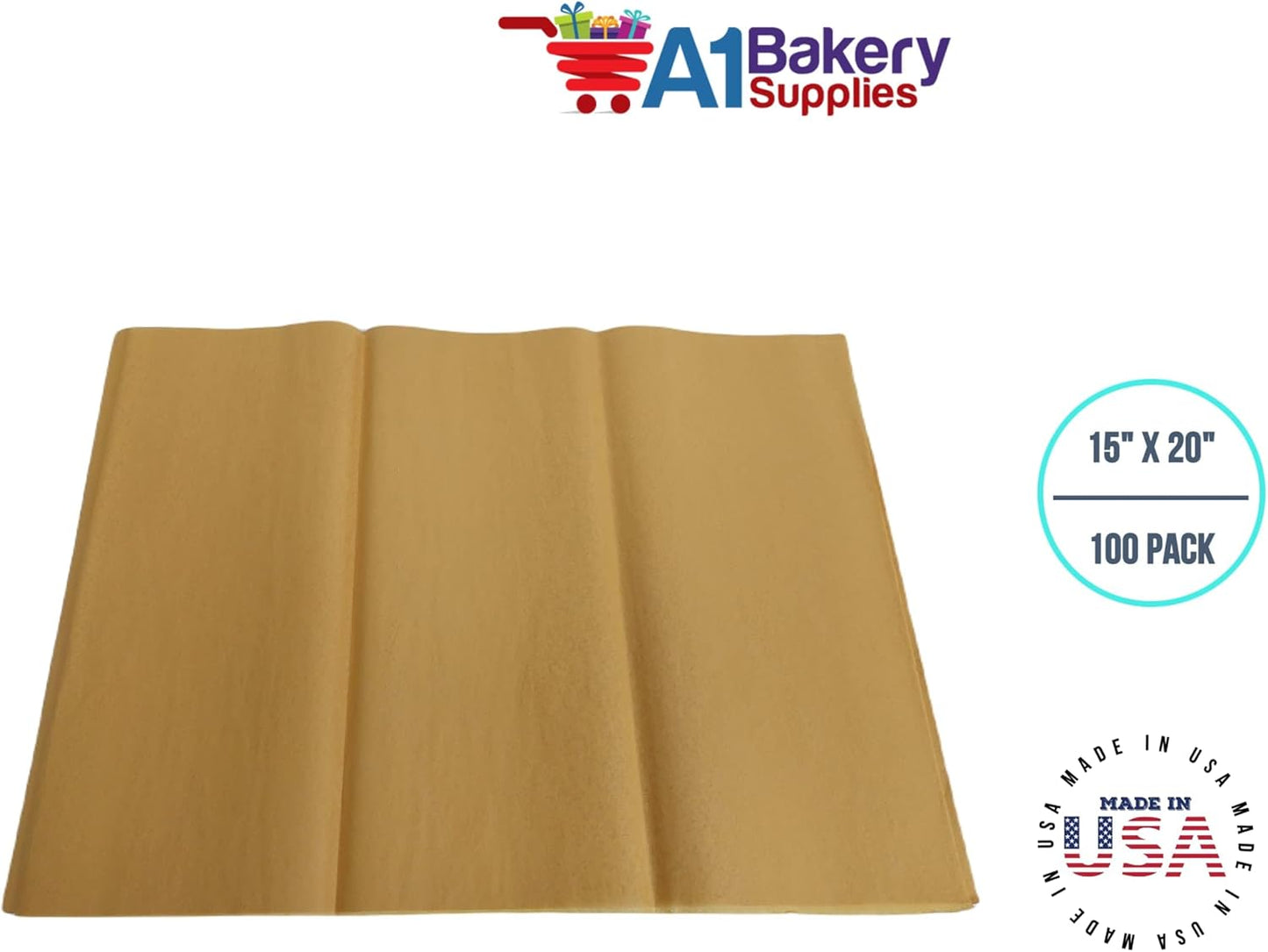 Noble Gold Dark Yellow Bulk Tissue Paper 15" X 20" 100 Sheets Premium Tissue Paper Made in USA