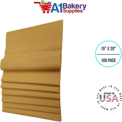 Noble Gold Dark Yellow Bulk Tissue Paper 15" X 20" 100 Sheets Premium Tissue Paper Made in USA