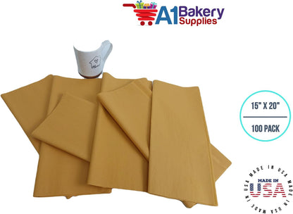 Noble Gold Dark Yellow Bulk Tissue Paper 15" X 20" 100 Sheets Premium Tissue Paper Made in USA