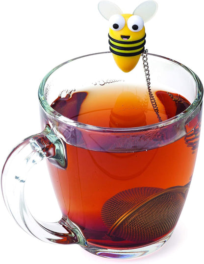 Joie Bumble Bee Tea Ball Infuser, Steep and Strain Loose Leaf Tea, Securely Sits on Side of Mug, Cute Bee Design, Stainless Steel, BPA-Free