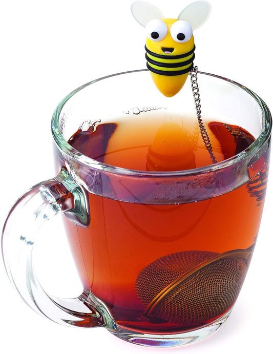 Joie Bumble Bee Tea Ball Infuser, Steep and Strain Loose Leaf Tea, Securely Sits on Side of Mug, Cute Bee Design, Stainless Steel, BPA-Free