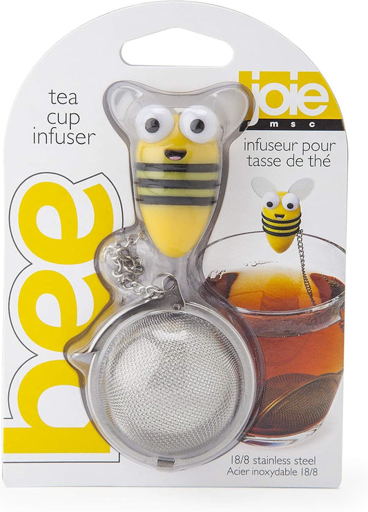 Joie Bumble Bee Tea Ball Infuser, Steep and Strain Loose Leaf Tea, Securely Sits on Side of Mug, Cute Bee Design, Stainless Steel, BPA-Free