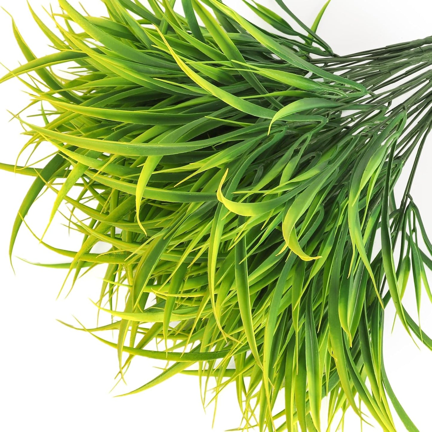 16 Pcs Artificial Plants Outdoor Fake Greenery Stems, Yellow | Faux grass, UV resistant, plastic plants shrubs, autumn Thanksgiving garden pathway window farmhouse front porch home decor