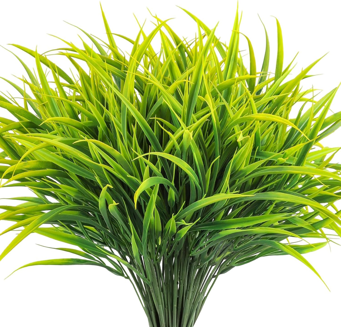 16 Pcs Artificial Plants Outdoor Fake Greenery Stems, Yellow | Faux grass, UV resistant, plastic plants shrubs, autumn Thanksgiving garden pathway window farmhouse front porch home decor