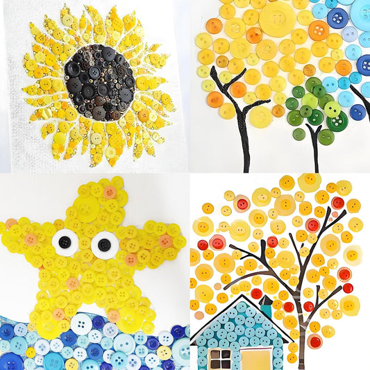 350-450Pcs Yellow Buttons for Crafts Assorted Size Craft Buttons | Yellow Buttons for Crafts Assorted Size Buttons Craft Buttons for Arts, DIY Crafts Decoration Buttons for Crafts 0.3-1 inch