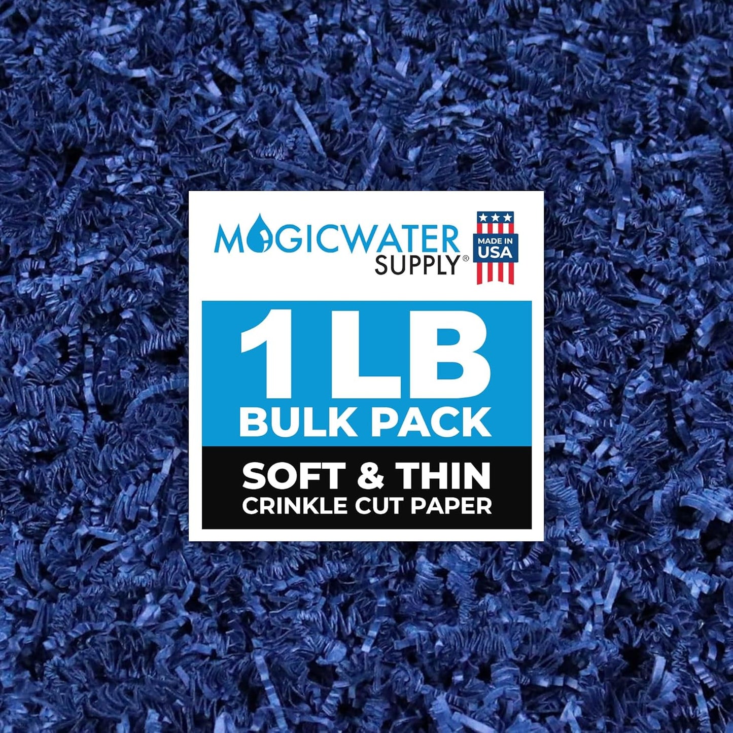 1 LB - Blue - Soft & Thin Crinkle Cut Paper Shred Filler great for Gift Wrapping, Basket Filling, Birthdays, Weddings, Anniversaries, Valentines Day, and other occasions