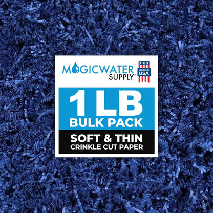 1 LB - Blue - Soft & Thin Crinkle Cut Paper Shred Filler great for Gift Wrapping, Basket Filling, Birthdays, Weddings, Anniversaries, Valentines Day, and other occasions