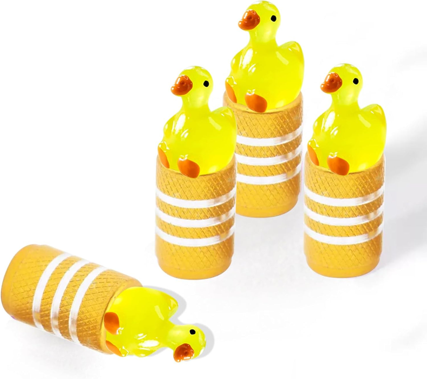 4Pcs Yellow Duck Car Tire Valve Stem Caps Aluminum Universal Tire Air Cap | Rust-Proof Tire Valve Covers for Car,SUV,Bike,Motorcycle,Tire Decor,Car Accessories Duck Love Gifts for Men,Women,Drivers