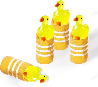 4Pcs Yellow Duck Car Tire Valve Stem Caps Aluminum Universal Tire Air Cap | Rust-Proof Tire Valve Covers for Car,SUV,Bike,Motorcycle,Tire Decor,Car Accessories Duck Love Gifts for Men,Women,Drivers