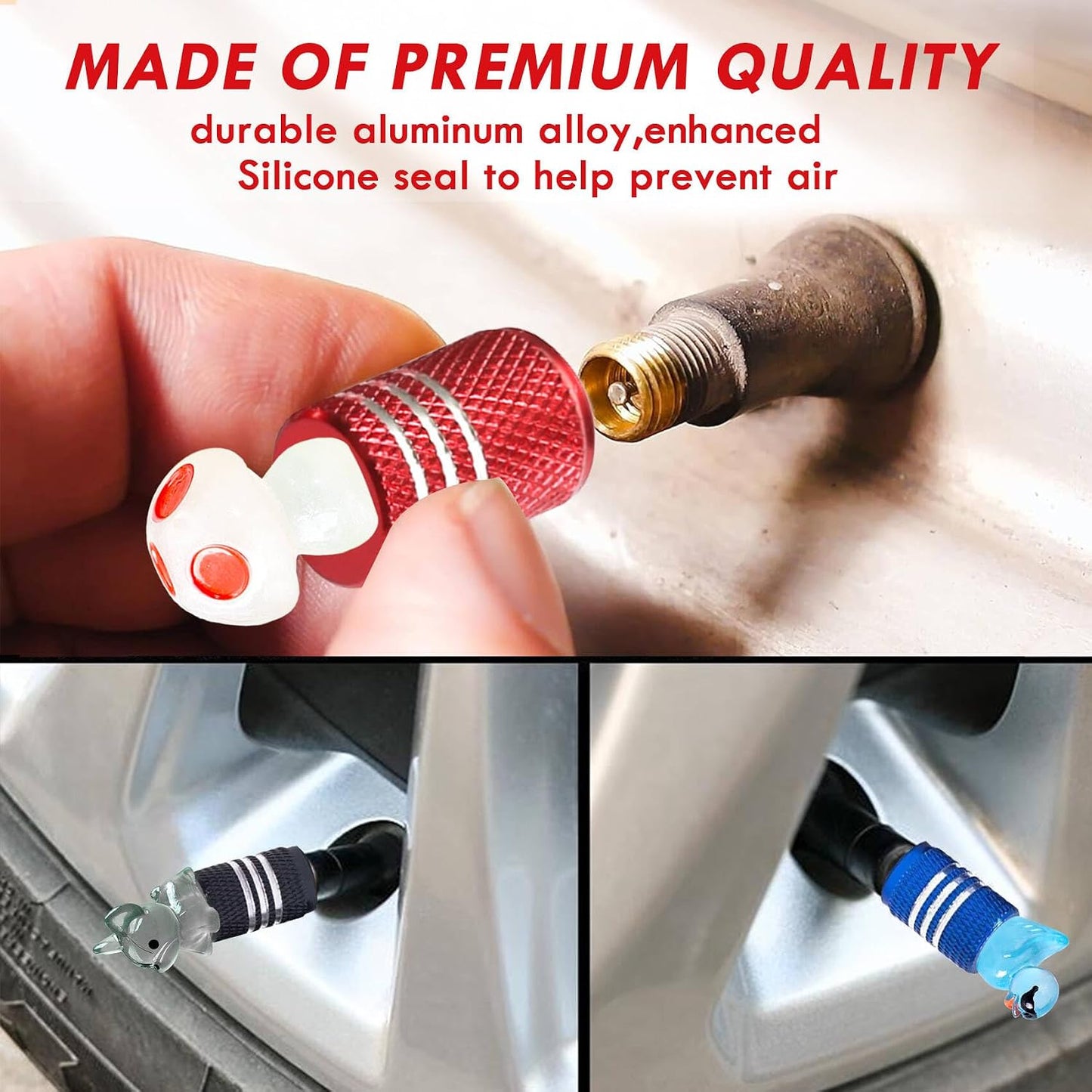 4Pcs Yellow Duck Car Tire Valve Stem Caps Aluminum Universal Tire Air Cap | Rust-Proof Tire Valve Covers for Car,SUV,Bike,Motorcycle,Tire Decor,Car Accessories Duck Love Gifts for Men,Women,Drivers