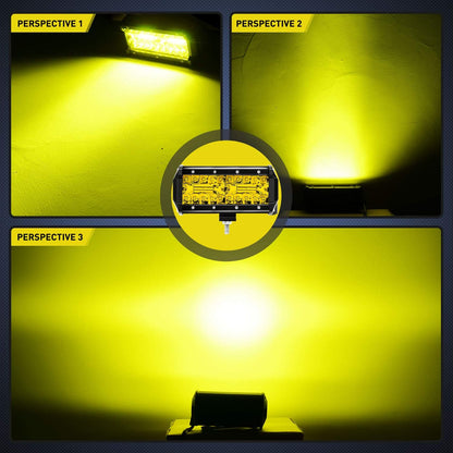 LED Pods 2Pcs 6.5 Inch 120W Yellow Flood Spot Combo Triple Row Driving Lamp Roof Bumper Off Road LED Work Lights Bar for Van Camper Wagon Car Pickup Golf Cart ATV UTV SUV Truck Boat 4x4