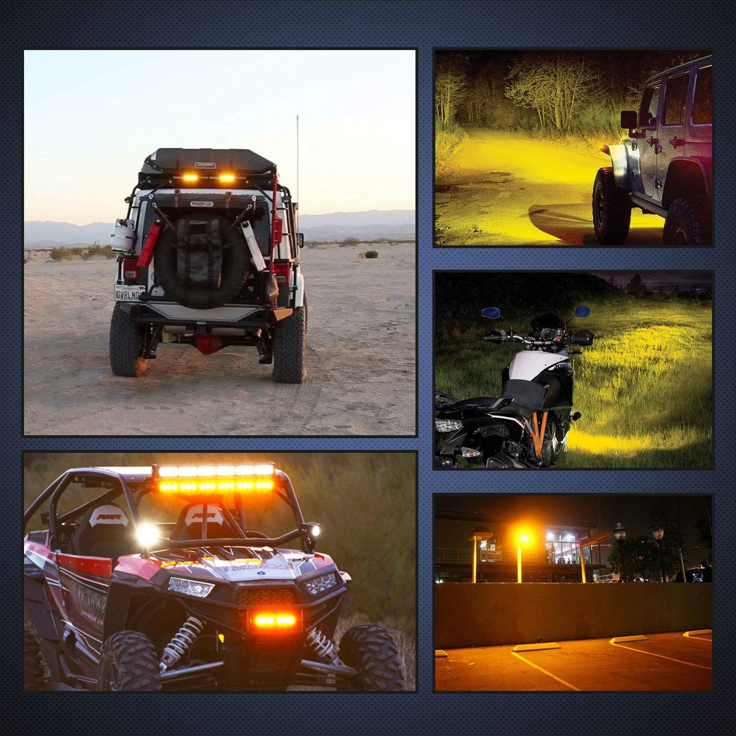 LED Pods 2Pcs 6.5 Inch 120W Yellow Flood Spot Combo Triple Row Driving Lamp Roof Bumper Off Road LED Work Lights Bar for Van Camper Wagon Car Pickup Golf Cart ATV UTV SUV Truck Boat 4x4