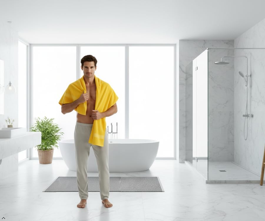 6 Piece Cotton Bath Towel Set- 2 Bath - 2 Hand - 2 Face, Yellow | 100% Cotton • Thick & Plush • Hotel Quality • Ultra Soft • Highly Absorbent • Quick Dry • Low Lint • Machine Washable