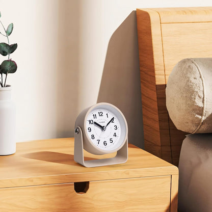 Analog Alarm Clock, Silent Non-Ticking Quartz Movement, Battery-Operated with Snooze & On-Demand Light, Easy to Set Gentle Wake Bedside Desk Clock, Ideal for Home, Travel, Office (Yellow)