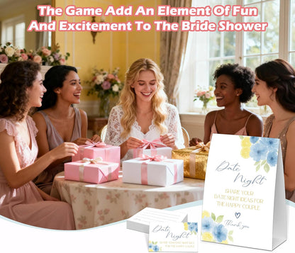 Blue Citrus Date Night Idea Game, Bridal Shower Game, Include One 5×7 Sign and 50 Date Night Idea Cards, Lemon Wedding Shower Games, Bachelorette Party Decorations - NIG05