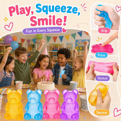 Gummy Bear Squishy, Squishy Bear Slow Rising Squeeze Fidget Toy, Yellow | squishy gummy bear toy with slow-rising squeeze, for adults, classroom prizes, birthday gifts, party favors, 1 count