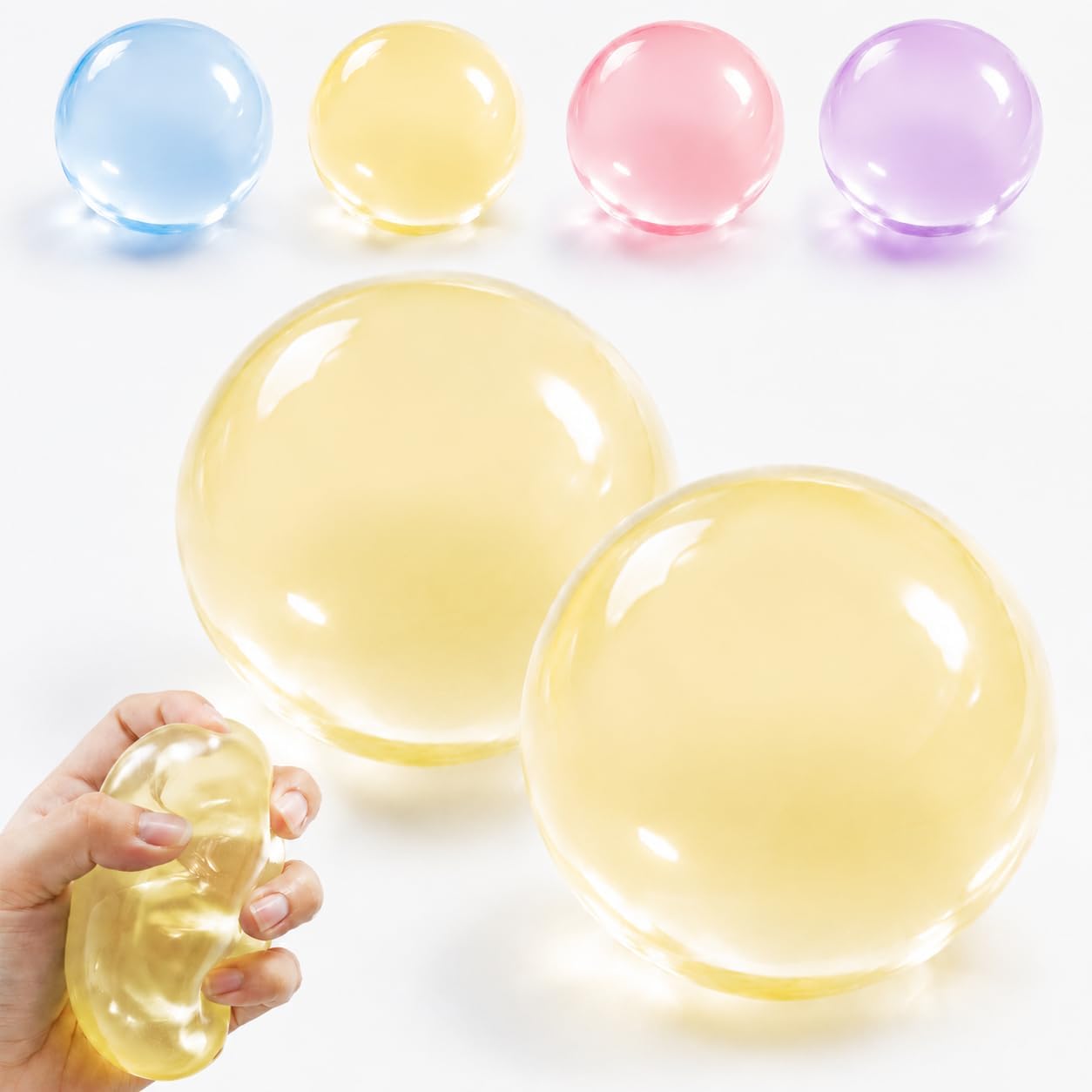 2 Pcs Coconut Oil Squishy, Shapeable No Rebound Stress Relief Ball Sensory Fidget Toy Handmade Squeeze Toys for Adults Home and Office Use(2PC Yellow)