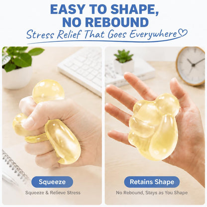 2 Pcs Coconut Oil Squishy, Shapeable No Rebound Stress Relief Ball Sensory Fidget Toy Handmade Squeeze Toys for Adults Home and Office Use(2PC Yellow)