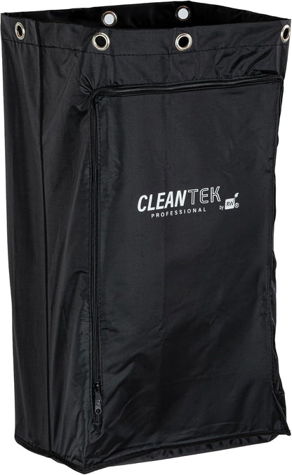 Janitor CART Bag ONLY: Clean Tek Professional 18 Gallon Janitorial Bag, 1 Heavy-Duty Receptacle with Zipper - Janitor Cart Sold Separately, Durable, Yellow Plastic Replacement