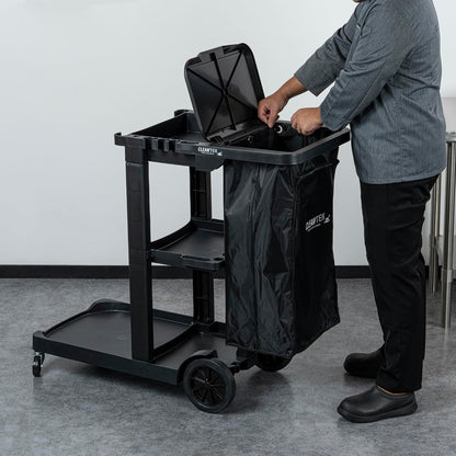 Janitor CART Bag ONLY: Clean Tek Professional 18 Gallon Janitorial Bag, 1 Heavy-Duty Receptacle with Zipper - Janitor Cart Sold Separately, Durable, Yellow Plastic Replacement
