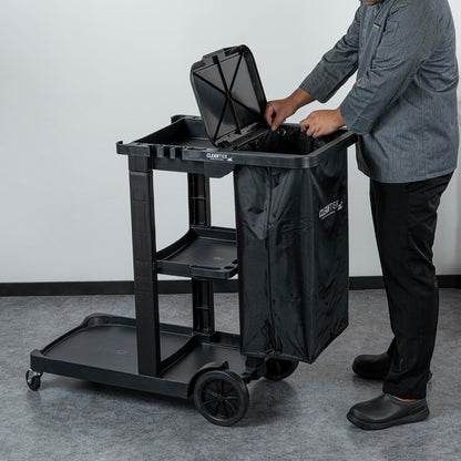 Janitor CART Bag ONLY: Clean Tek Professional 18 Gallon Janitorial Bag, 1 Heavy-Duty Receptacle with Zipper - Janitor Cart Sold Separately, Durable, Yellow Plastic Replacement