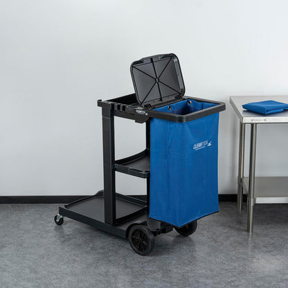 Janitor CART Bag ONLY: Clean Tek Professional 18 Gallon Janitorial Bag, 1 Heavy-Duty Receptacle with Zipper - Janitor Cart Sold Separately, Durable, Yellow Plastic Replacement