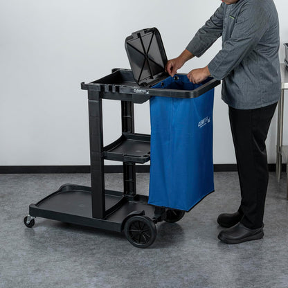 Janitor CART Bag ONLY: Clean Tek Professional 18 Gallon Janitorial Bag, 1 Heavy-Duty Receptacle with Zipper - Janitor Cart Sold Separately, Durable, Yellow Plastic Replacement
