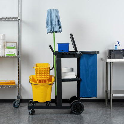 Janitor CART Bag ONLY: Clean Tek Professional 18 Gallon Janitorial Bag, 1 Heavy-Duty Receptacle with Zipper - Janitor Cart Sold Separately, Durable, Yellow Plastic Replacement