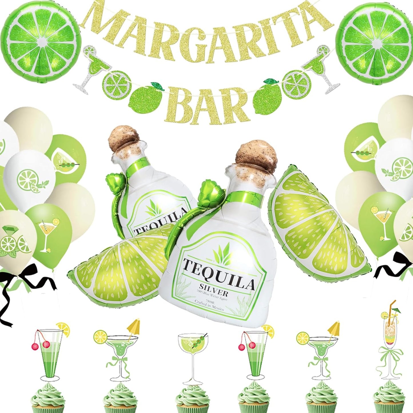 Moomoo and Margarita Party Decorations Margarita Party Decoration |Margs and Matrimony Bachelorette , 49pcs Tequila & Lemon Balloons, Banner,Caketopper |Tequila Party Decorations| Lemon Party Decor