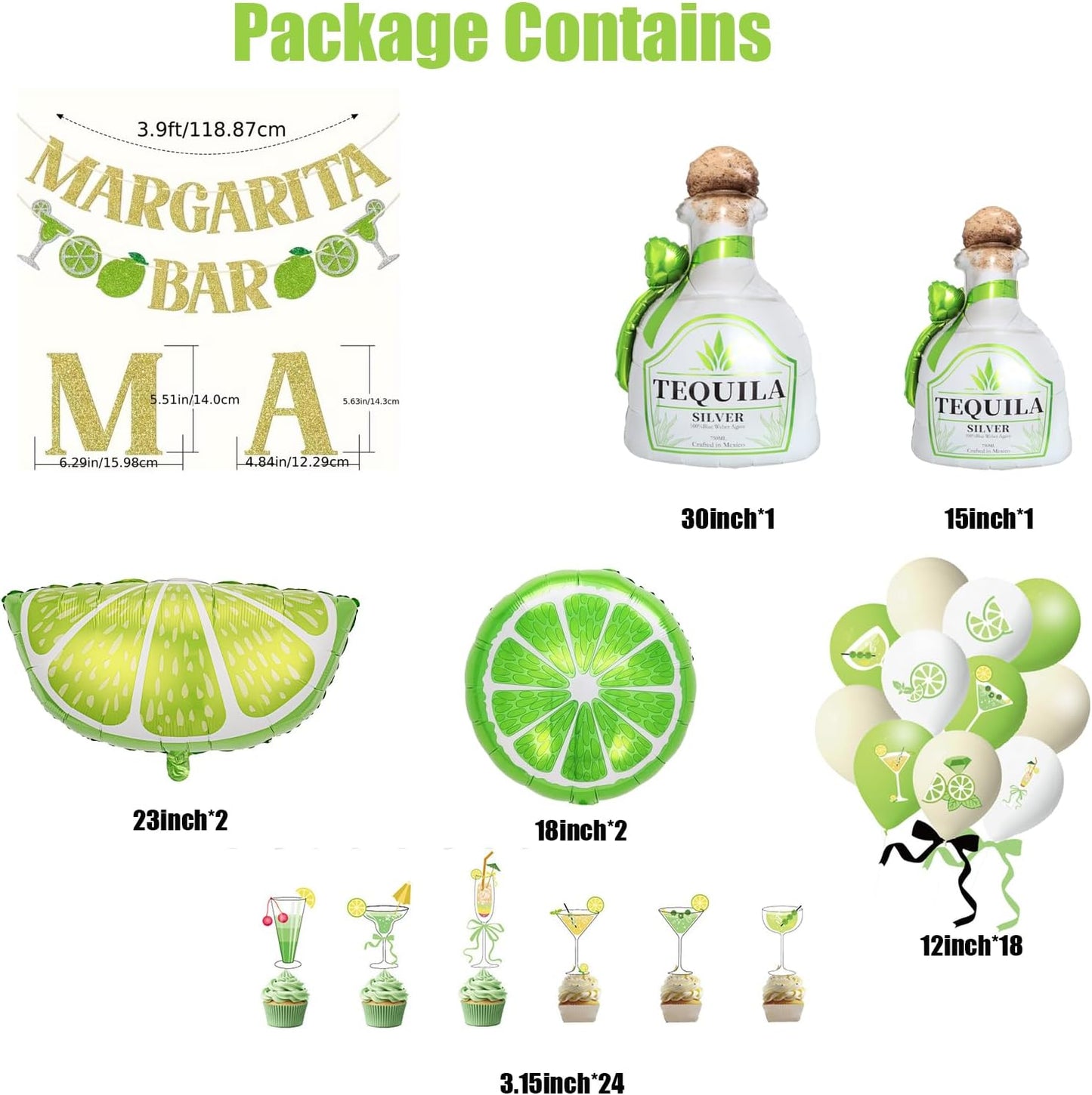 Moomoo and Margarita Party Decorations Margarita Party Decoration |Margs and Matrimony Bachelorette , 49pcs Tequila & Lemon Balloons, Banner,Caketopper |Tequila Party Decorations| Lemon Party Decor