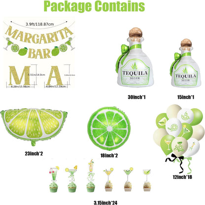 Moomoo and Margarita Party Decorations Margarita Party Decoration |Margs and Matrimony Bachelorette , 49pcs Tequila & Lemon Balloons, Banner,Caketopper |Tequila Party Decorations| Lemon Party Decor