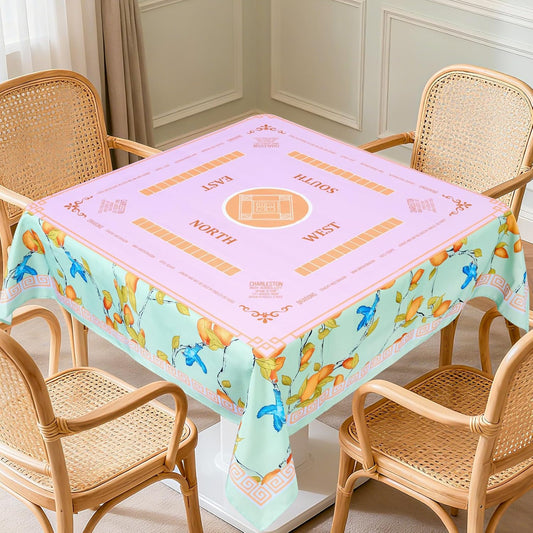 55 x 55 in Mahjong Tablecloth, Lemon Card Table Mat, Multi Purpose Game Table Cover, Mahjong Party Decorations for Beginners, Lovers, Card, Board Tile Games, Poker, Dominoes (Yellow)