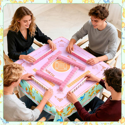 55 x 55 in Mahjong Tablecloth, Lemon Card Table Mat, Multi Purpose Game Table Cover, Mahjong Party Decorations for Beginners, Lovers, Card, Board Tile Games, Poker, Dominoes (Yellow)
