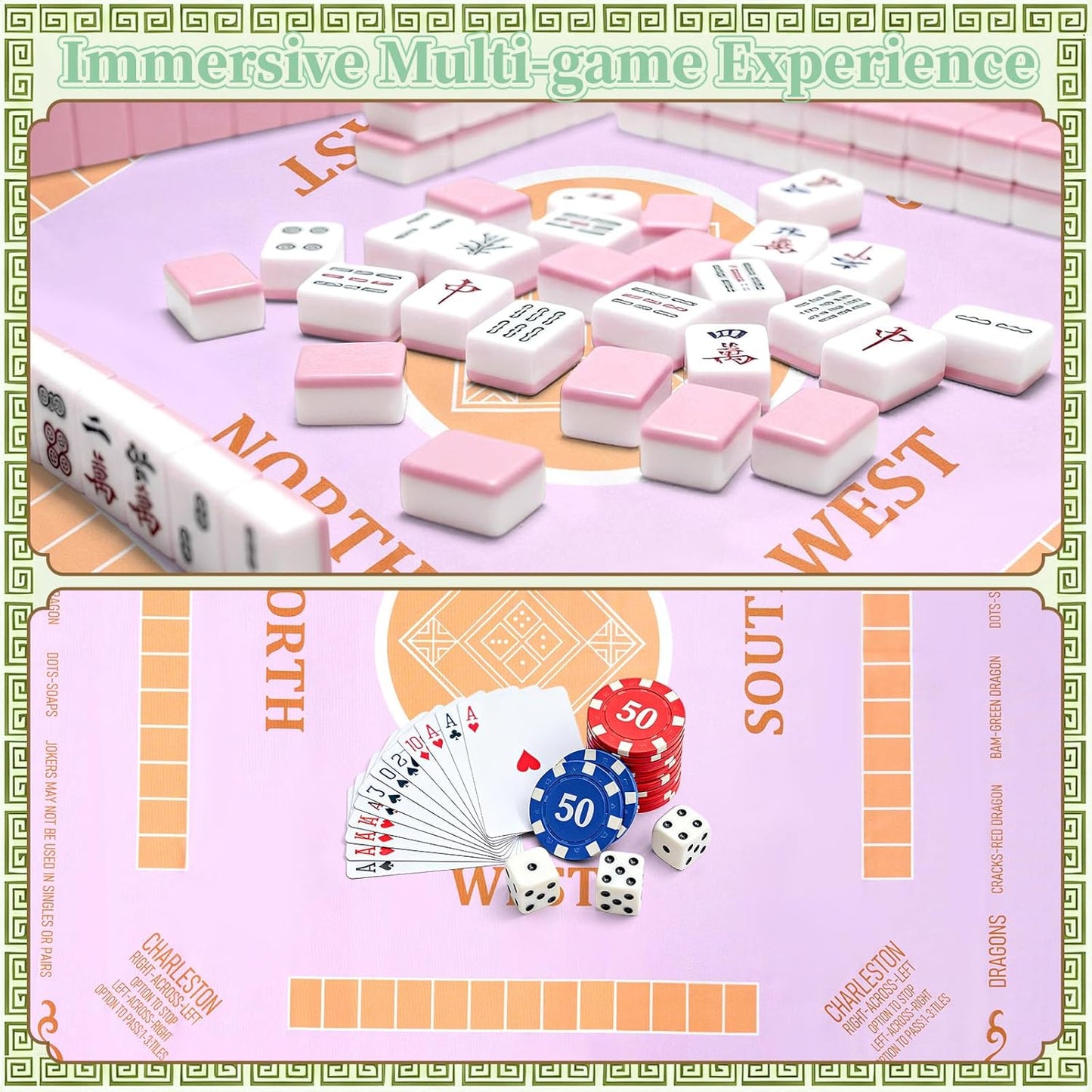 55 x 55 in Mahjong Tablecloth, Lemon Card Table Mat, Multi Purpose Game Table Cover, Mahjong Party Decorations for Beginners, Lovers, Card, Board Tile Games, Poker, Dominoes (Yellow)